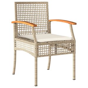 Ensemble de salle à manger de jardin en rotin PE beige, matériaux résistants aux UV standard pour la salle à manger en plein air - Product Image 3