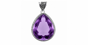 Colgante de Plata de Ley con Amatista Natural, Collar con Amatista en Forma de Pera, Joyería con Piedra de Nacimiento de Febrero, Regalo de Gema Púrpura para Él - Product Image 3