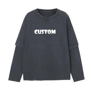 Meilleures ventes : T-shirts pour hommes à double manches, effet délavé, fabrication professionnelle sur mesure, en coton respirant et tendance, pour l'été - Product Image 5