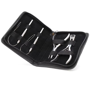 Kit d'outils pour extensions de cheveux en acier inoxydable de haute qualité, finition miroir, vente en gros, avec couleur personnalisée et pochette - Product Image 1