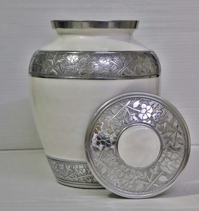 High Quality Solid Enamel Aluminium Traditional Modern Antique Adult Cremation Indian Round Human Ashes Urn - Product Image 6