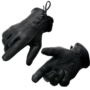 Guantes de Motociclista de Cuero Negro Resistentes con Nudillos Reforzados, Diseño Táctico, Proveedor Mayorista - Product Image 1