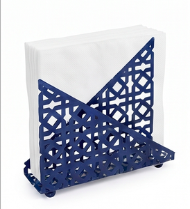 Porte-boîte à mouchoirs moderne en métal, design géométrique bleu, accessoire de bureau autoportant pour la maison et l'hôtellerie - Product Image 1