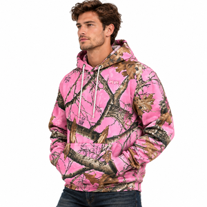 Sudadera con Capucha de Camuflaje Rosa para Hombre, Sudadera de Manga Larga con Bolsillo, Sudadera Informal con Capucha para Otoño - Product Image 3
