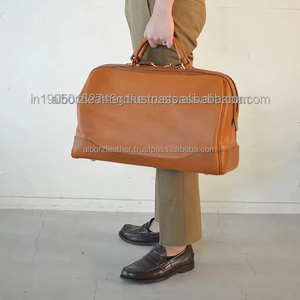 Factory Wholesale Luxury Genuine Leather Duffle Bag Handmade Custom Logo Sports Gym Overnight Weekend Travel Zipper Portable - Product Image 3