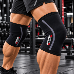 Rodillera Deportiva Rhino Fitness para Hombre, Transpirable, de Algodón a Rayas, para Levantamiento de Pesas, Soporte de Compresión - Product Image 1