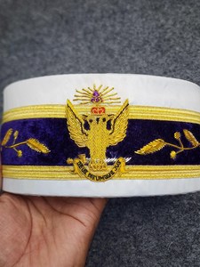 Casquette de Rite Écossais du 33e Degré |   Ailes blanches levées, insignes maçonniques |   Chapeau de Franc-Maçon Brodé - Product Image 6