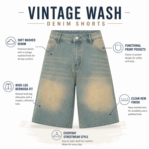 Shorts en jean taille haute amples et larges pour femme, style vintage délavé, coupe Bermuda baggy, streetwear Y2K, décontracté, été 2026 - Product Image 5