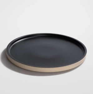 Plato de Servir de Cerámica SAFA INTERNATIONAL, Diseño Bohemio, Interior Negro, Borde Color Bronceado, Acabado Mate, Hecho a Mano, 300 mm de Diámetro, Decorativo - Product Image 4