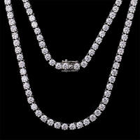 Collier Chaîne Tennis Premium, Finition Or Blanc, Style Hip Hop, Diamants de Laboratoire Certifiés IGI, pour Hommes et Femmes, Tendance