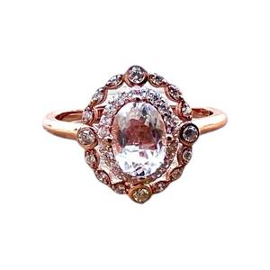 Bague en aquamarine naturelle, argent sterling 925, plaqué or rose 14 carats, vermeil, taille 8, bijou en pierre précieuse, cadeau pour elle - Product Image 4