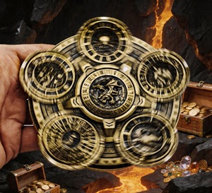 Rueda <span class=keywords><strong>de</strong></span> Dados Giratoria para DND <span class=keywords><strong>al</strong></span> por Mayor con Caja <span class=keywords><strong>de</strong></span> Empaque, Dados Metálicos Giratorios <span class=keywords><strong>de</strong></span> Bronce Antiguo, Dados <span class=keywords><strong>de</strong></span> Ruleta 7 en <span class=keywords><strong>1</strong></span> para TTRPG - Product Image 2