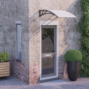 Auvent de porte en polycarbonate transparent noir, ABS et aluminium pour abri solaire extérieur - Product Image 1