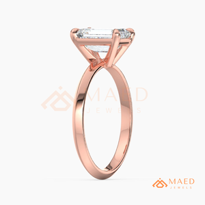 Rose Gold Emerald Cut Moissanite Engagement Ring Lab Grown Diamond Bridal Jewelry Women USA Anniversary - Product Image 6