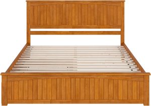 Cama de plataforma de madera maciza tamaño King de diseño tradicional con juego de estribos a juego de estribos Twin XL - Product Image 3