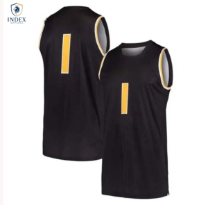 INDEX APPAREL Custom Sublimated Basketball Jersey Black Yellow Sleeveless Crew Neck Men's <b>Athletic</b> Fit Adult All Seasons - Product Image 1