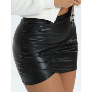 Jupe mini en similicuir noir de qualité supérieure pour femme, taille haute, OEM ODM, personnalisable en usine, vente en gros 2026 - Product Image 2