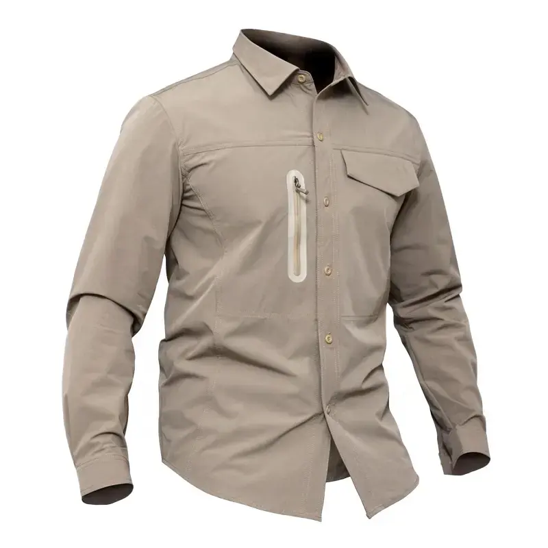 Camisa de pesca personalizada para hombre, camisa de pesca con botón, protector solar al aire libre, de manga larga, compra rápida