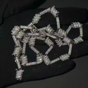 Elegante Cadena de Moissanita Plateada con Brillo de Diamante, Cadena Cubana de Moissanita Chapada en Oro y Plata 925 para Hombre y Mujer - Product Image 1