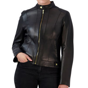 Nuova Giacca Invernale da <span class=keywords><strong>Donna</strong></span> in <span class=keywords><strong>Pelle</strong></span> di Pecora Lavorata a Maglia, Stile <span class=keywords><strong>Biker</strong></span>, Alta Qualità, Ecologica, Leggera, Personalizzabile OEM/ODM - Product Image 2