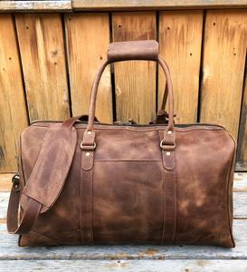 Sac de voyage unisexe en cuir véritable, style vintage, sac de week-end, grande capacité, bagage à main, poche pour chaussures, portable - Product Image 2