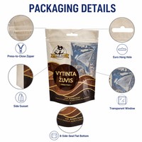 Sachets d'emballage personnalisés pour poisson séché avec fenêtre transparente, pochettes verticales à fermeture éclair numériques pour snacks de fruits de mer et poisson séché