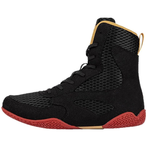 Chaussures de boxe et de lutte professionnelles pour hommes personnalisées, dessus en cuir véritable, respirantes, légères, été/hiver, personnalisation complète - Product Image 1