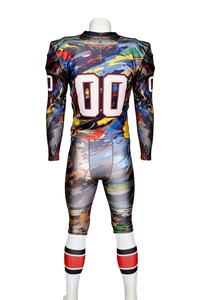 Uniforme de football américain personnalisé léger et respirant à manches courtes, grande taille, couleur unie de haute qualité, 100 % maille à col en V sur le devant - Product Image 2