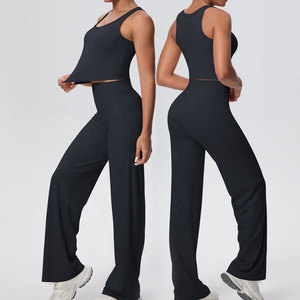 ชุดออกกำลังกายผู้หญิงแบบขายส่งลดราคา เสื้อชั้นในกีฬาแบบผูกคอ ระบายอากาศได้ดี กางเกงขาสั้นเอวสูงทรง Biker สีพื้น ชุดสองชิ้น - Product Image 6