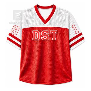 Camiseta personalizada Delta Sigma Theta Sorority con cuello en V, bloques de color, manga corta, roja y blanca, estilo casual para mujer, de malla de poliéster. - Product Image 1