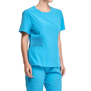 Tenue Médicale Personnalisée pour Femme – Haut Col V et Pantalon en Tissu Tricoté Coton-Polyester Respirant – Uniforme de Soins de Santé Couleurs Personnalisables - Product Image 5