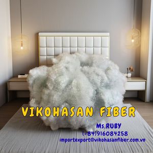 เส้นใยโพลีเอสเตอร์เกรดแห้งสีขาวคุณภาพสูง 20D 100% GRS รีไซเคิล สำหรับยัดไส้พรมรถยนต์ - Product Image 2