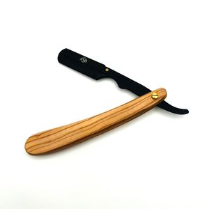 Light Brown Wooden Handle Professional Barber <b>Razor</b> Black <b>Single</b> <b>Blade</b> hair Instrument Customized Logo Printing - Product Image 2