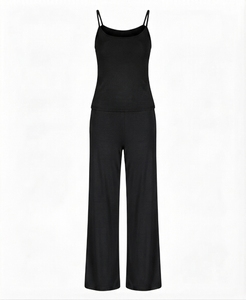 Ensemble de yoga 2 pièces pour femmes grandes tailles : débardeur et pantalon large, couleur unie, séchage rapide, tenue de sport respirante, logo personnalisé - Product Image 2