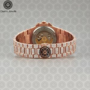 Reloj de Lujo para Hombre Charm_Jewells, Acero Inoxidable, Esfera de 40 mm, Correa de 20 mm, Bisel con Diamantes, Cierre Oculto con Botón, Movimiento Mecánico - Product Image 2