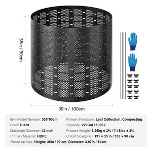 Compostiera Espandibile da Esterno da 220 Galloni, Facile da Montare, Grande Capacità, a Forma di Foglia, in Materiale PP - Product Image 3