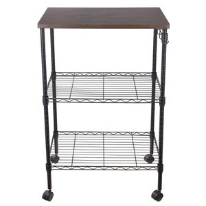 Carrello da Cucina a 3 Ripiani con Struttura Robusta e Finitura in Legno Rustico - Product Image 4