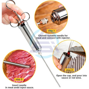 Kit d'injecteur de viande en acier inoxydable avec aiguille pour assaisonnement et sauce, pour grillades, dinde et barbecue, outils de cuisine - Product Image 4