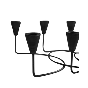 Modern Style <b>Black</b> 8 Light Cup Candelabra Elegant Metal Taper <b>Candlestick</b> Holder Centerpiece For Dining Weddings & Events - Product Image 5