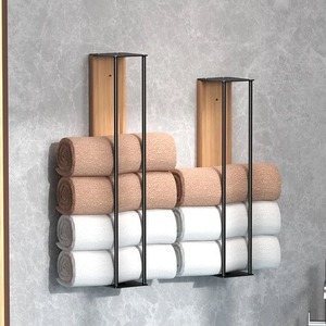 Industrial Wall Mounted Towel Rack Three Layer <b>Metal</b> Bathroom Hook <b>Rail</b> Iron Finish finish holder Modern luxury bathroom rack - Product Image 2