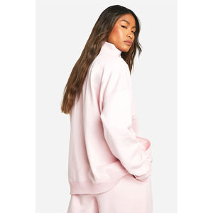 Vente en gros de sweats à capuche décontractés pour femmes en coton uni, coupe ample, à basculement de manches et à ourlet côtelé - Product Image 2
