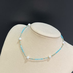 Collar de Perlas de Agua Dulce Turquesa Ajustable, Collar de Moda para Mujer, Joyería con Cuentas, Estilo Ligero y Lujoso, Collar de Nicho - Product Image 1
