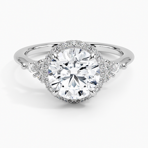 Bague BOJ 056 en argent 925, coupe ronde, avec halo de diamants Nadia, moissanite 2 carats couleur D VVS1 certifiée GRA, bague de mariage à prix réduit - Product Image 1