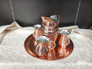 Vintage Copper Pitcher With Gold Handle Metal Water <b>Jug</b> For <b>Drinks</b> Party Use Durable Design - Product Image 6