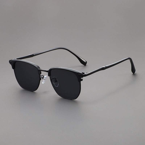 High Quality Customizable Half <b>Frame</b> Classic Sunglasses for Men Gold Metal <b>Frames</b> with UV400 Lenses Now Model - Product Image 4