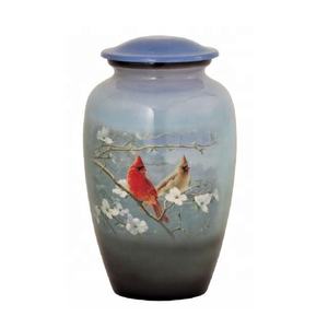 Hot Selling Customized Solid Brass Eco-Friendly Durable Cremation Urn European Memorial Bird Print Adult <b>Ashes</b> Funeral Supplies - Product Image 1