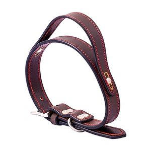 Collier pour chien en cuir premium rembourré avec un design à points fantaisie, boucle en argent poli, cuir de vachette souple rembourré - Product Image 1