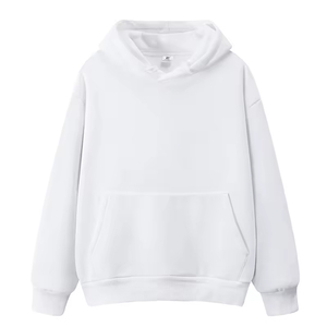เสื้อฮู้ดสีขาวแบบยูนิเซ็กซ์ ทรงโอเวอร์ไซส์ ผ้าฝ้ายฟลีซ สวมใส่สบาย มีกระเป๋าหน้า เหมาะสำหรับใส่ในฤดูใบไม้ร่วง - Product Image 1