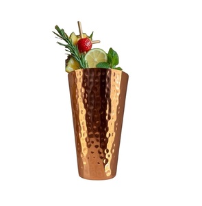 Verre à eau artisanal en cuivre de qualité supérieure, finition rustique, pour la santé ayurvédique, marque privée - Product Image 1