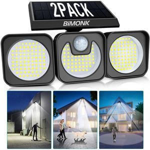 Faro Solare da Esterno a 218 LED, 2000LM, 6500K, Orientabile a 270 Gradi, 3 Teste, 8 Metri, Impermeabile IP65, con Sensore di Movimento - Product Image 1